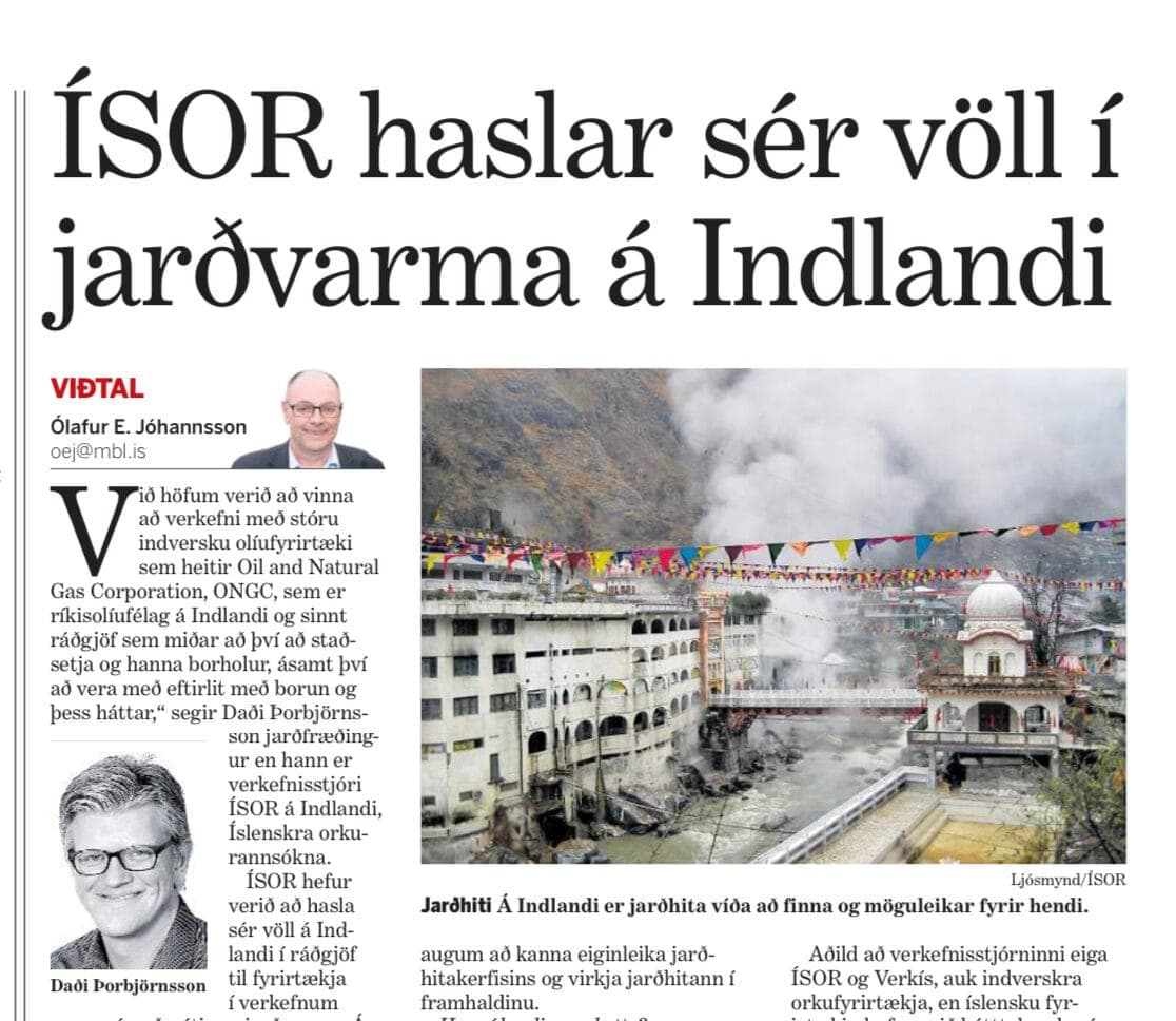 ÍSOR establishes itself in geothermal energy in India