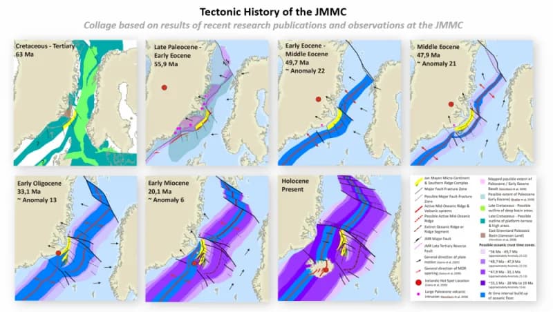 Formation history of the Jan Mayen microcontinent and ridge. Drawing: ÍSOR.